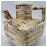 Set of 3 Vintage Ceramic Pieces: Green Scalloped Dish, Marble Vase, Abstract Pitcher