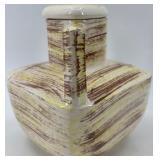 Set of 3 Vintage Ceramic Pieces: Green Scalloped Dish, Marble Vase, Abstract Pitcher