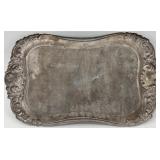 Set of Vintage Silver Tray and Crystal Perfume Bottle with Art Deco Frame