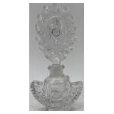 Set of Vintage Silver Tray and Crystal Perfume Bottle with Art Deco Frame