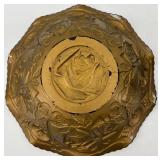 Vintage Red Goofus Glass Plate, Embossed Vase, and Mantel Clock Set