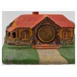 Antique Cottage-Shaped Clock with Floral Design