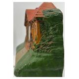 Antique Cottage-Shaped Clock with Floral Design