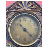 Antique Cottage-Shaped Clock with Floral Design