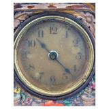 Antique Cottage-Shaped Clock with Floral Design