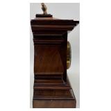 Antique Wood Mantel Clock with Thermometer and Barometer