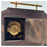 Antique Wood Mantel Clock with Thermometer and Barometer