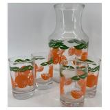 Vintage Pitcher and Glass Set with Floral and Duck Designs