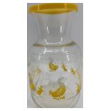 Vintage Pitcher and Glass Set with Floral and Duck Designs