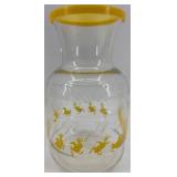 Vintage Pitcher and Glass Set with Floral and Duck Designs