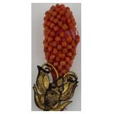 Antique Porcelain Hat Pin Holder with 5 Hat Pins and 3 Stick Pins