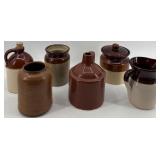Set of 6 Vintage Stoneware Jugs and Crocks