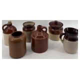 Set of 6 Vintage Stoneware Jugs and Crocks