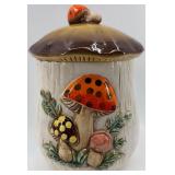Set of 4 Ceramic Mushroom Canisters with Lids