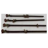 Antique Curtain Rod Set with Decorative Ends and Brackets