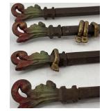Antique Curtain Rod Set with Decorative Ends and Brackets
