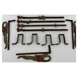 Antique Curtain Rod Set with Decorative Ends and Brackets