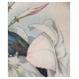 Vintage Hope Novelty Co. Bird Print in Frame and Red Wing Art Pottery Vase