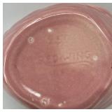 Set of 3 Vintage Pink Ceramic Pieces: Rooster Dish, Miramar Flower Pot, Leaf Dish