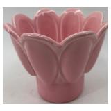 Set of 3 Vintage Pink Ceramic Pieces: Rooster Dish, Miramar Flower Pot, Leaf Dish