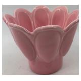Set of 3 Vintage Pink Ceramic Pieces: Rooster Dish, Miramar Flower Pot, Leaf Dish