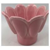 Set of 3 Vintage Pink Ceramic Pieces: Rooster Dish, Miramar Flower Pot, Leaf Dish