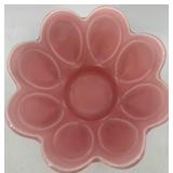 Set of 3 Vintage Pink Ceramic Pieces: Rooster Dish, Miramar Flower Pot, Leaf Dish