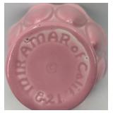 Set of 3 Vintage Pink Ceramic Pieces: Rooster Dish, Miramar Flower Pot, Leaf Dish