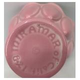 Set of 3 Vintage Pink Ceramic Pieces: Rooster Dish, Miramar Flower Pot, Leaf Dish