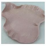 Set of 3 Vintage Pink Ceramic Pieces: Rooster Dish, Miramar Flower Pot, Leaf Dish