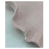 Set of 3 Vintage Pink Ceramic Pieces: Rooster Dish, Miramar Flower Pot, Leaf Dish