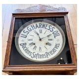 Antique U.S.G. Harness Oil Advertising Wall Clock
