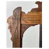 Antique Wooden Mantel Clock with Intricate Carvings