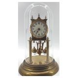Antique Brass Glass Dome Clock with Rotating Pendulum