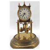 Antique Brass Glass Dome Clock with Rotating Pendulum