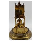 Antique Brass Glass Dome Clock with Rotating Pendulum