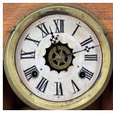 Antique Waterbury Mantel Clock with Ornate Wood Case and Key