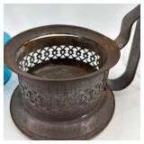 Vintage Blue Glass Oil Lamp with Clear Chimney