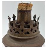 Vintage Blue Glass Oil Lamp with Clear Chimney