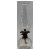 Collection of Vintage Oil Lamps with Glass Chimneys and Accessories