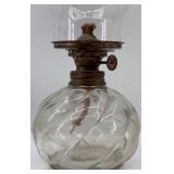 Collection of Vintage Oil Lamps with Glass Chimneys and Accessories