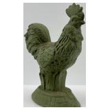Collection of Vintage Oil Lamps and Green Cast Rooster Decor