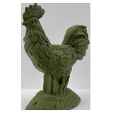 Collection of Vintage Oil Lamps and Green Cast Rooster Decor