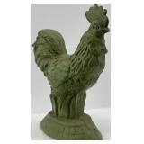 Collection of Vintage Oil Lamps and Green Cast Rooster Decor