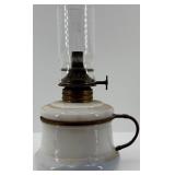 Collection of Vintage Oil Lamps and Green Cast Rooster Decor