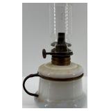 Collection of Vintage Oil Lamps and Green Cast Rooster Decor