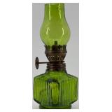 Collection of Vintage Oil Lamps and Green Cast Rooster Decor