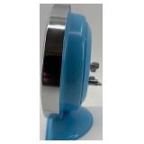 Vintage Table Clock, Tin Chicken Toy, and Glass Oil Lamp Set