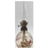 Vintage Table Clock, Tin Chicken Toy, and Glass Oil Lamp Set