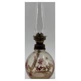 Vintage Table Clock, Tin Chicken Toy, and Glass Oil Lamp Set